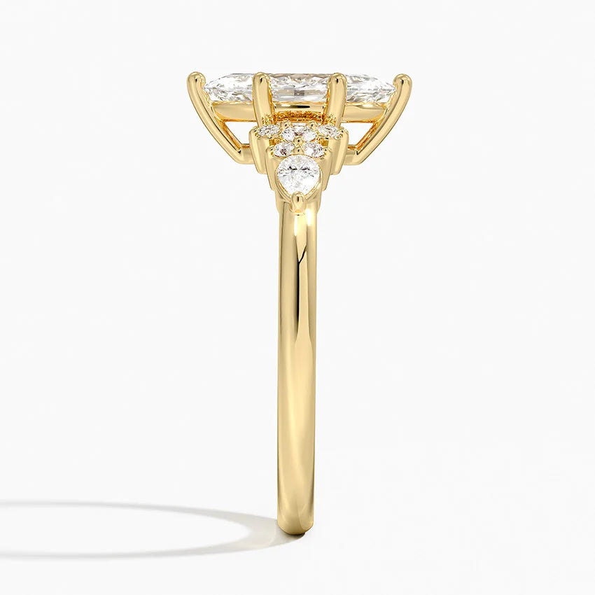 Dahlia Accents Lab Grown Diamond Engagement Ring in 18k Gold - Oval