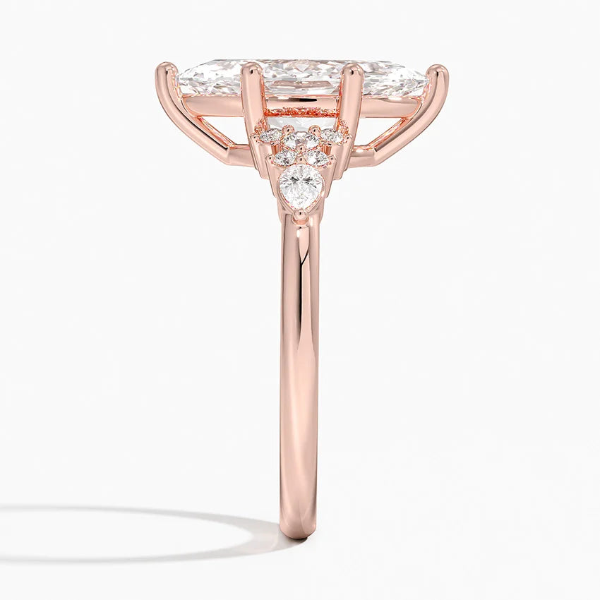 Dahlia Accents Lab Grown Diamond Engagement Ring in 18k Gold - Oval