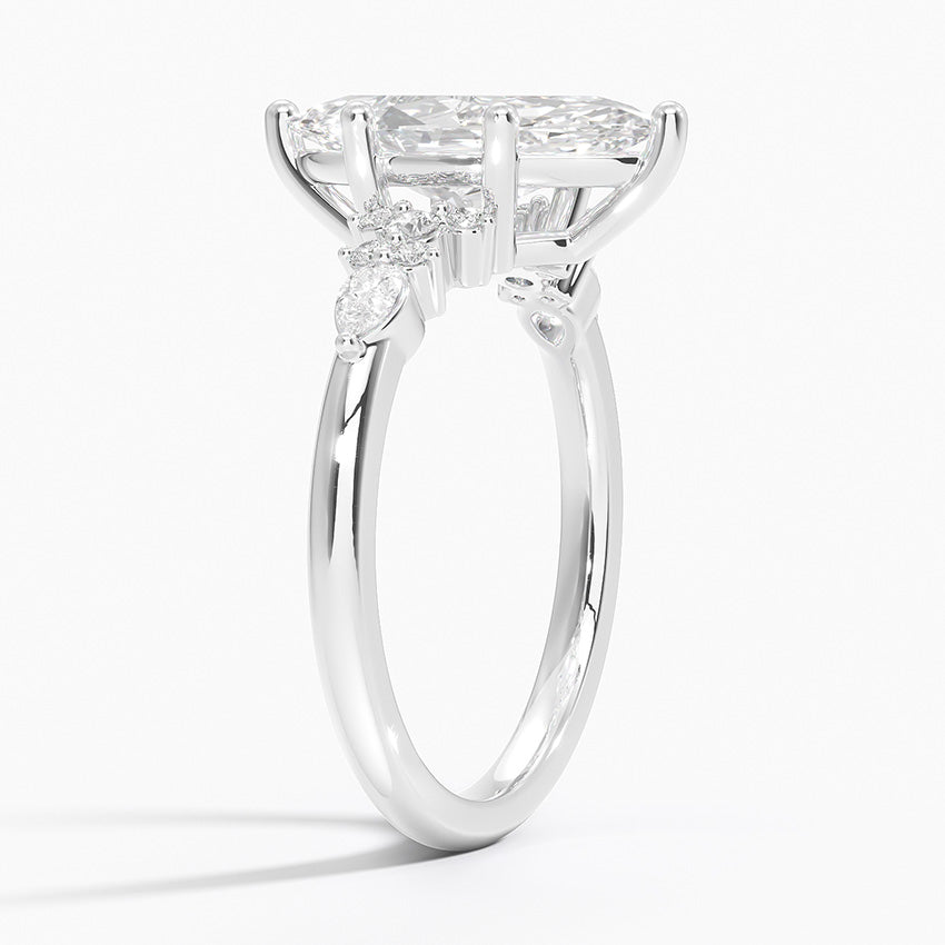Dahlia Accents Lab Grown Diamond Engagement Ring in 18k Gold - Oval