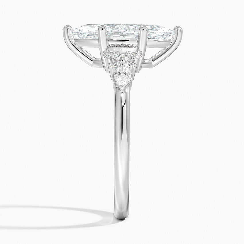 Dahlia Accents Lab Grown Diamond Engagement Ring in 18k Gold - Oval