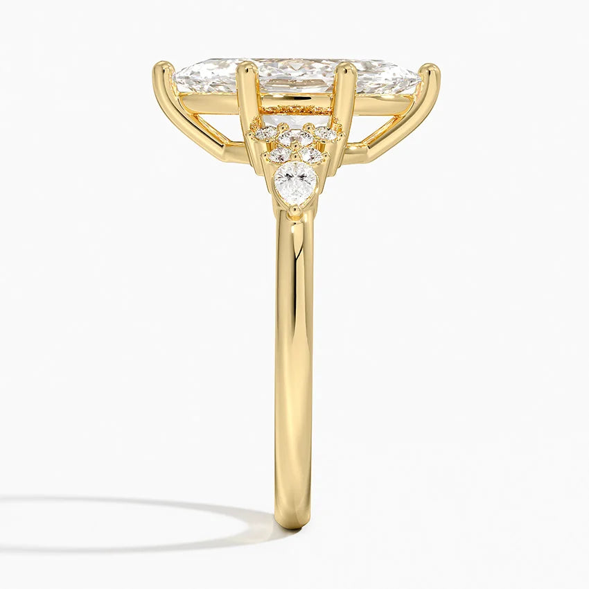 Dahlia Accents Lab Grown Diamond Engagement Ring in 18k Gold - Oval