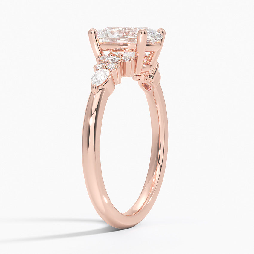 Dahlia Accents Lab Grown Diamond Engagement Ring in 18k Gold - Oval