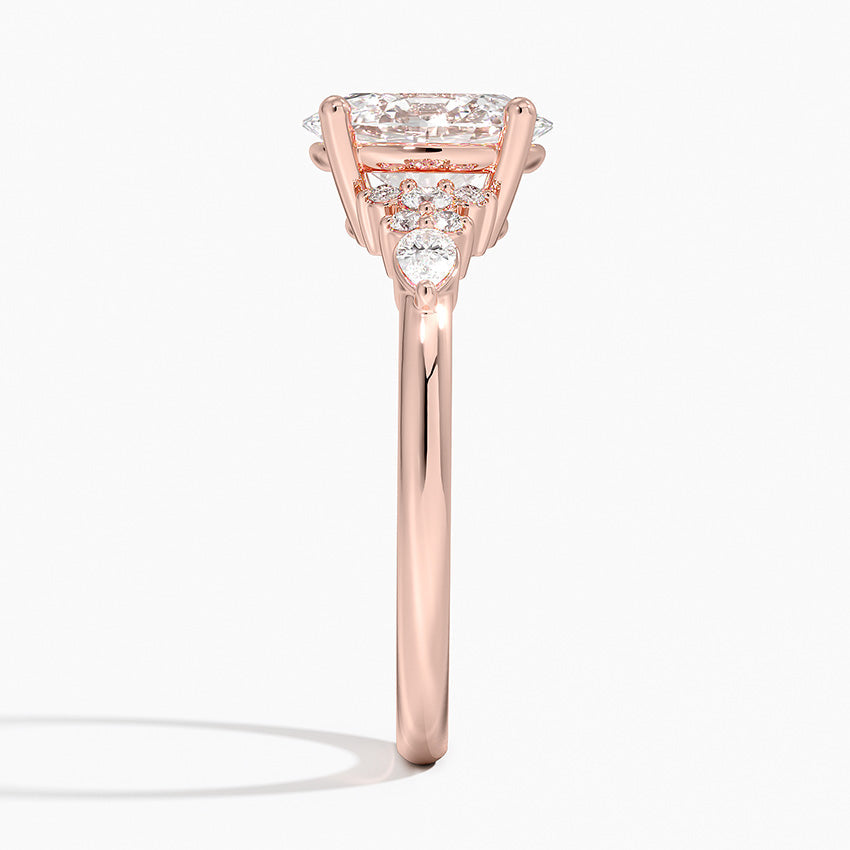 Dahlia Accents Lab Grown Diamond Engagement Ring in 18k Gold - Oval