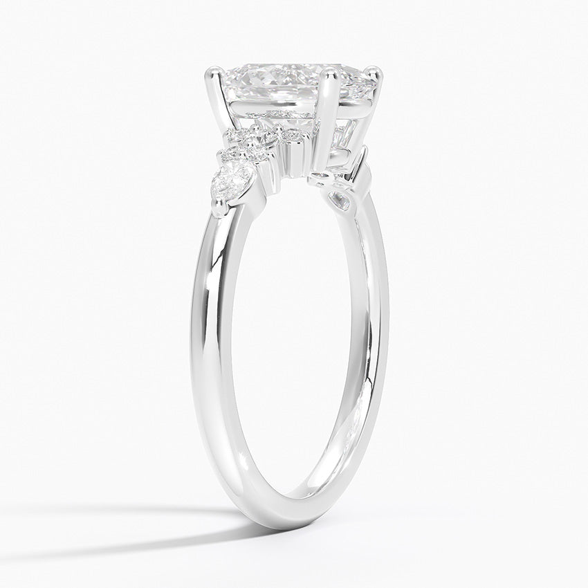 Dahlia Accents Lab Grown Diamond Engagement Ring in 18k Gold - Oval