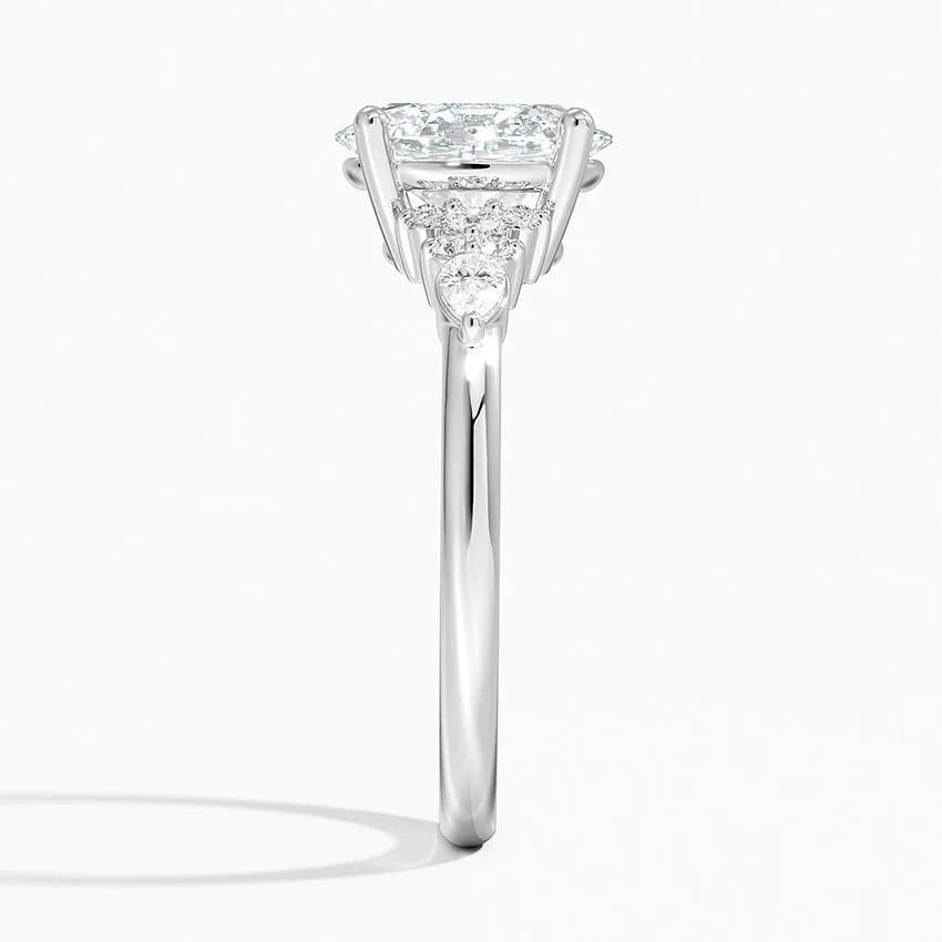 Dahlia Accents Lab Grown Diamond Engagement Ring in 18k Gold - Oval
