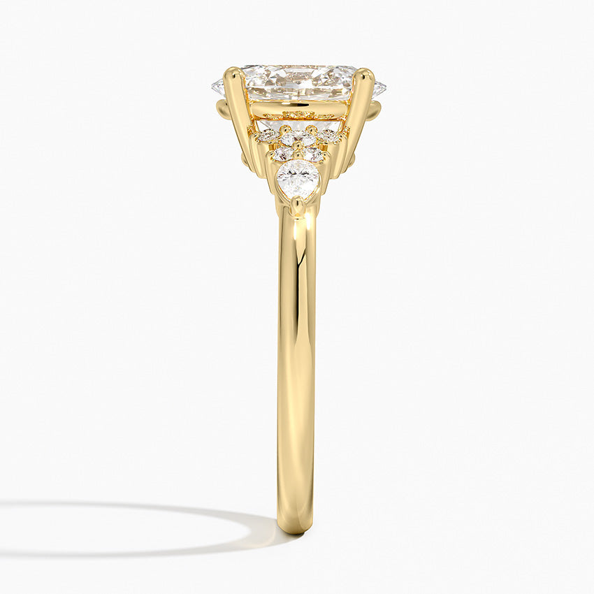Dahlia Accents Lab Grown Diamond Engagement Ring in 18k Gold - Oval