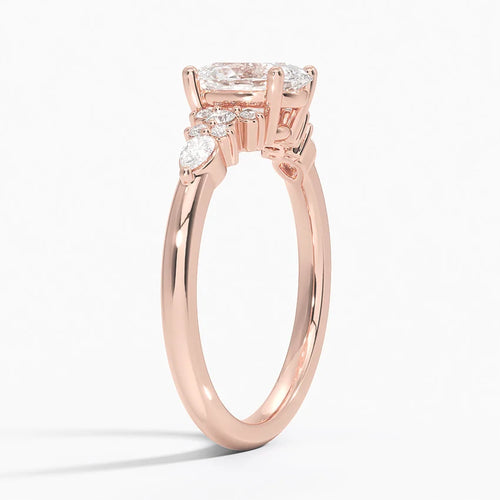 Dahlia Accents Lab Grown Diamond Engagement Ring in 18k Gold - Oval