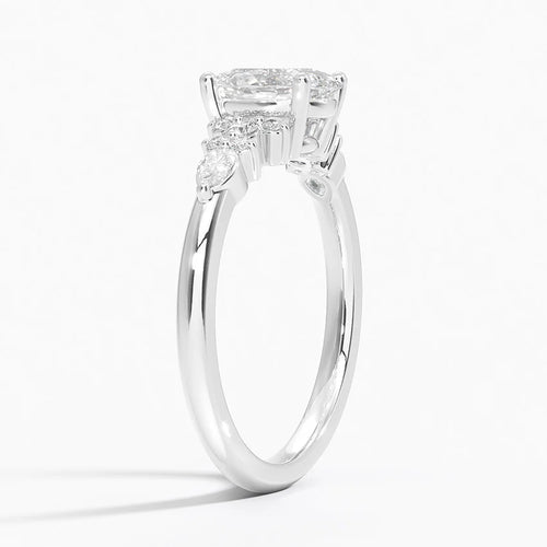 Dahlia Accents Lab Grown Diamond Engagement Ring in 18k Gold - Oval