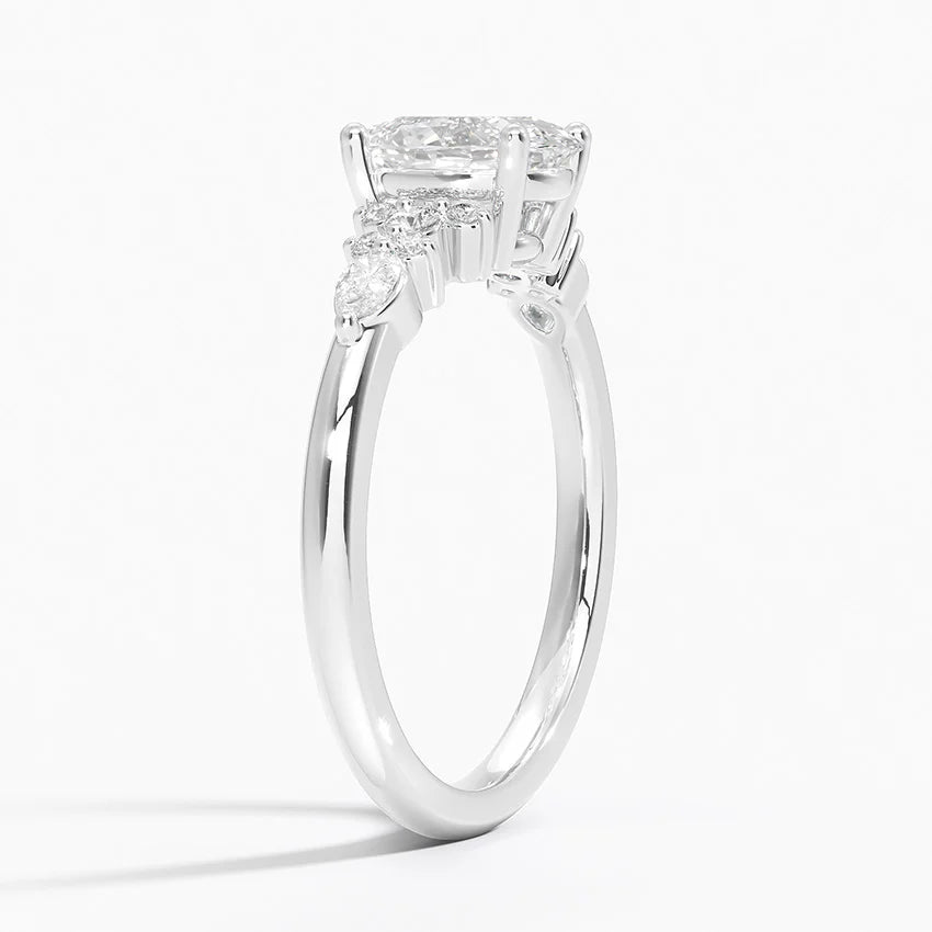 Dahlia Accents Lab Grown Diamond Engagement Ring in 18k Gold - Oval