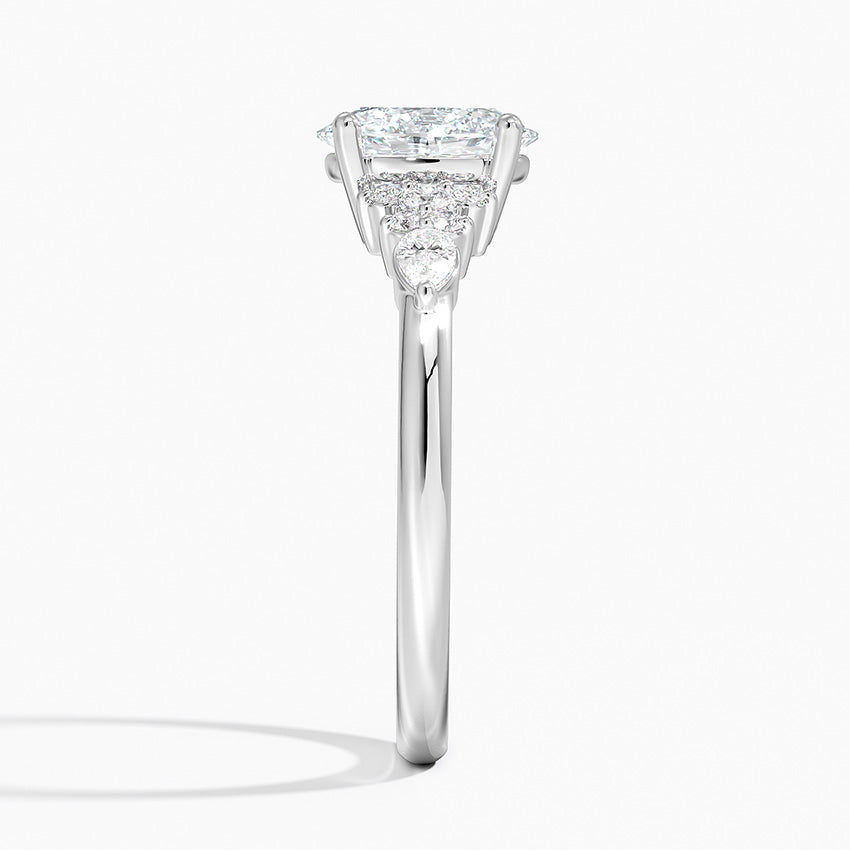 Dahlia Accents Lab Grown Diamond Engagement Ring in 18k Gold - Oval