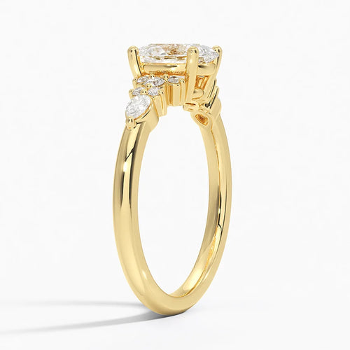 Dahlia Accents Lab Grown Diamond Engagement Ring in 18k Gold - Oval