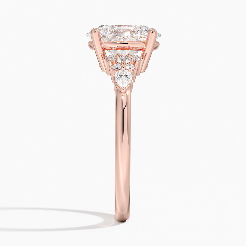 Dahlia Accents Lab Grown Diamond Engagement Ring in 18k Gold - Oval