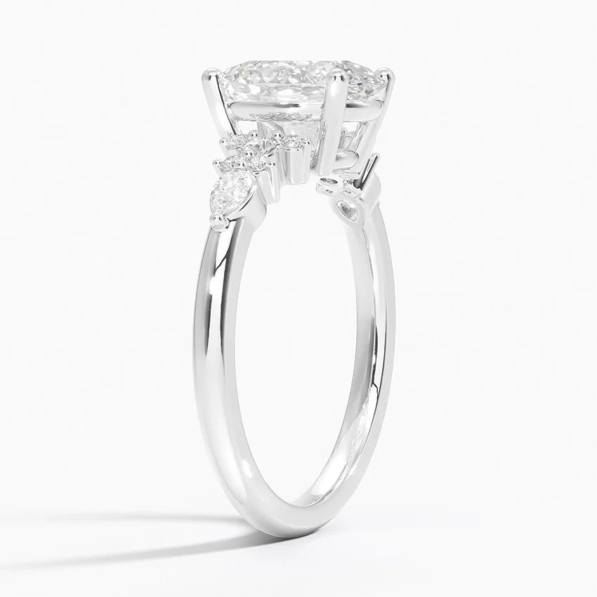 Dahlia Accents Lab Grown Diamond Engagement Ring in 18k Gold - Oval