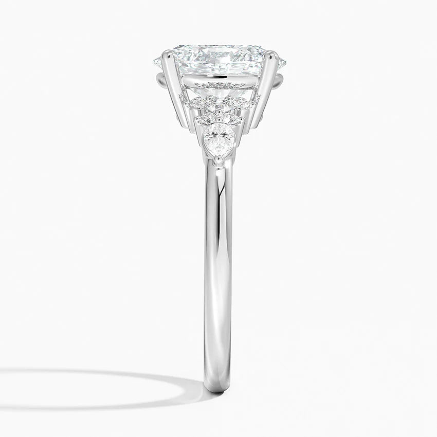 Dahlia Accents Lab Grown Diamond Engagement Ring in 18k Gold - Oval