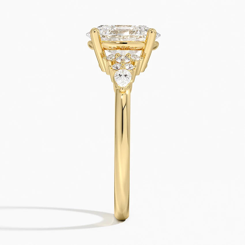 Dahlia Accents Lab Grown Diamond Engagement Ring in 18k Gold - Oval