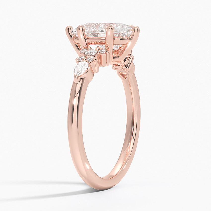 Dahlia Accents Lab Grown Diamond Engagement Ring in 18k Gold - Oval