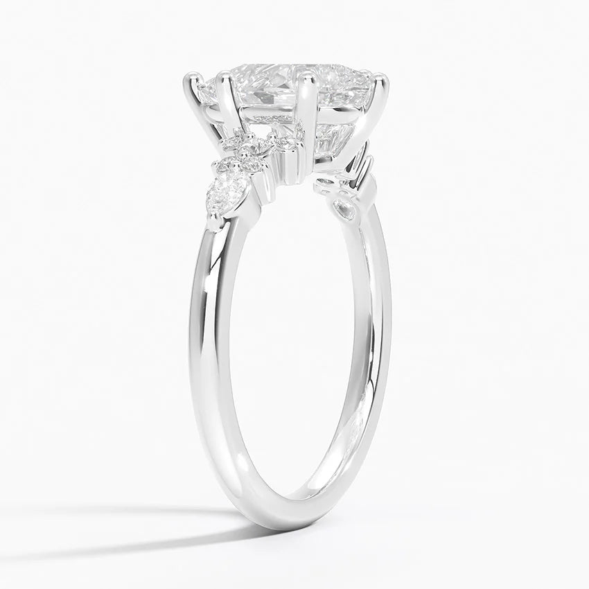 Dahlia Accents Lab Grown Diamond Engagement Ring in 18k Gold - Oval