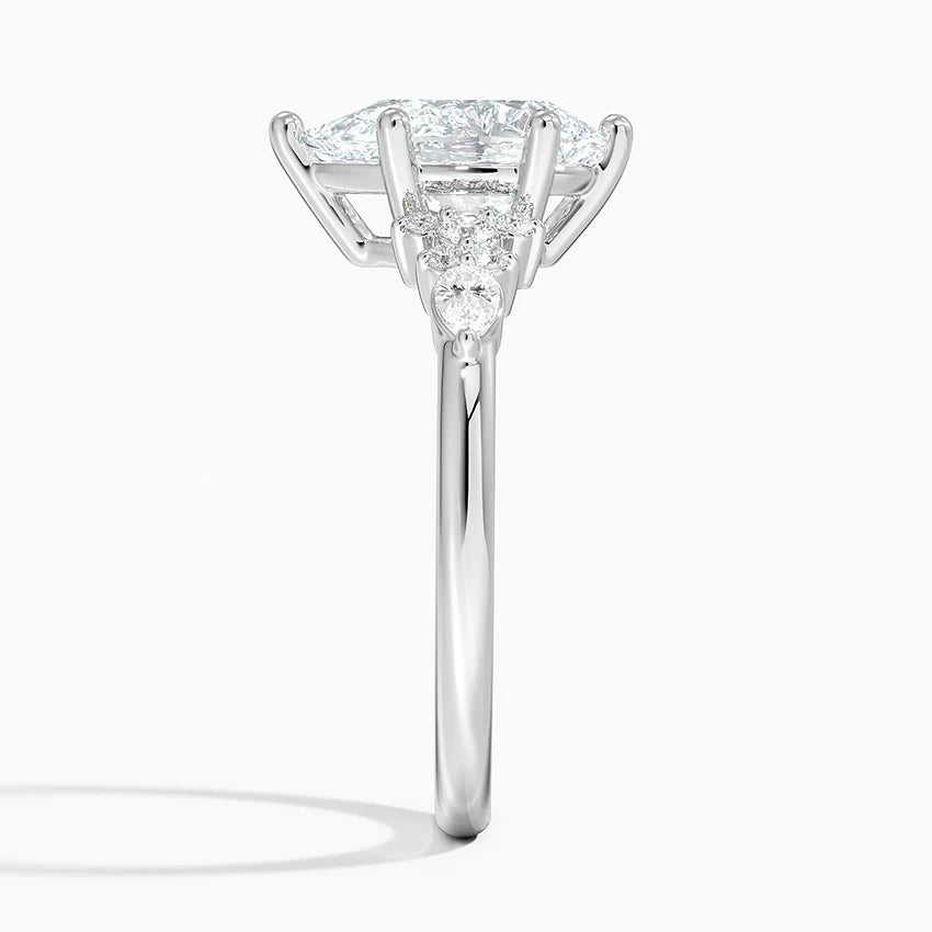Dahlia Accents Lab Grown Diamond Engagement Ring in 18k Gold - Oval