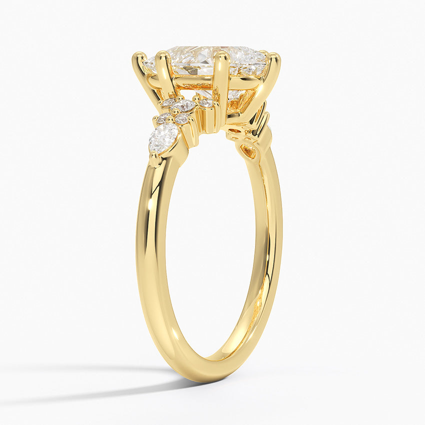 Dahlia Accents Lab Grown Diamond Engagement Ring in 18k Gold - Oval