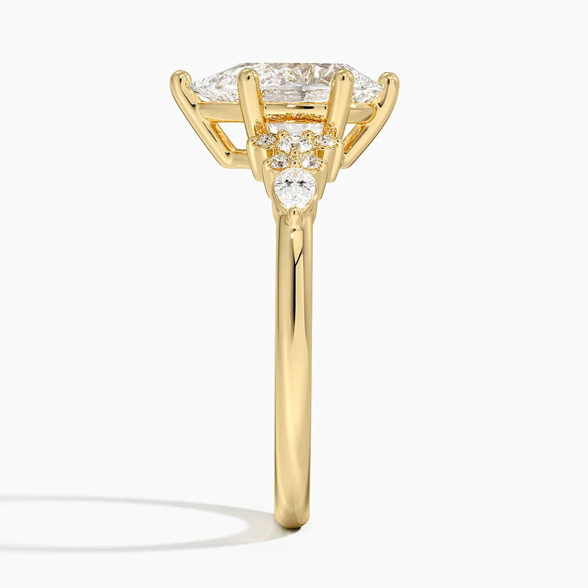 Dahlia Accents Lab Grown Diamond Engagement Ring in 18k Gold - Oval