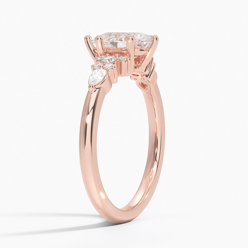 Dahlia Accents Lab Grown Diamond Engagement Ring in 18k Gold - Oval