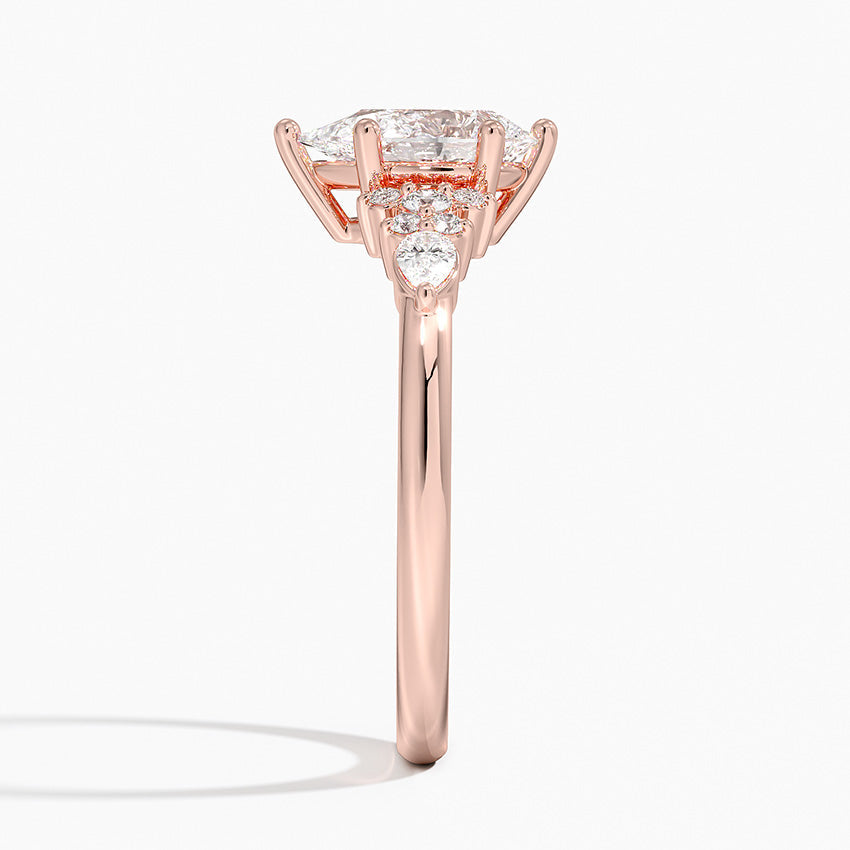 Dahlia Accents Lab Grown Diamond Engagement Ring in 18k Gold - Oval