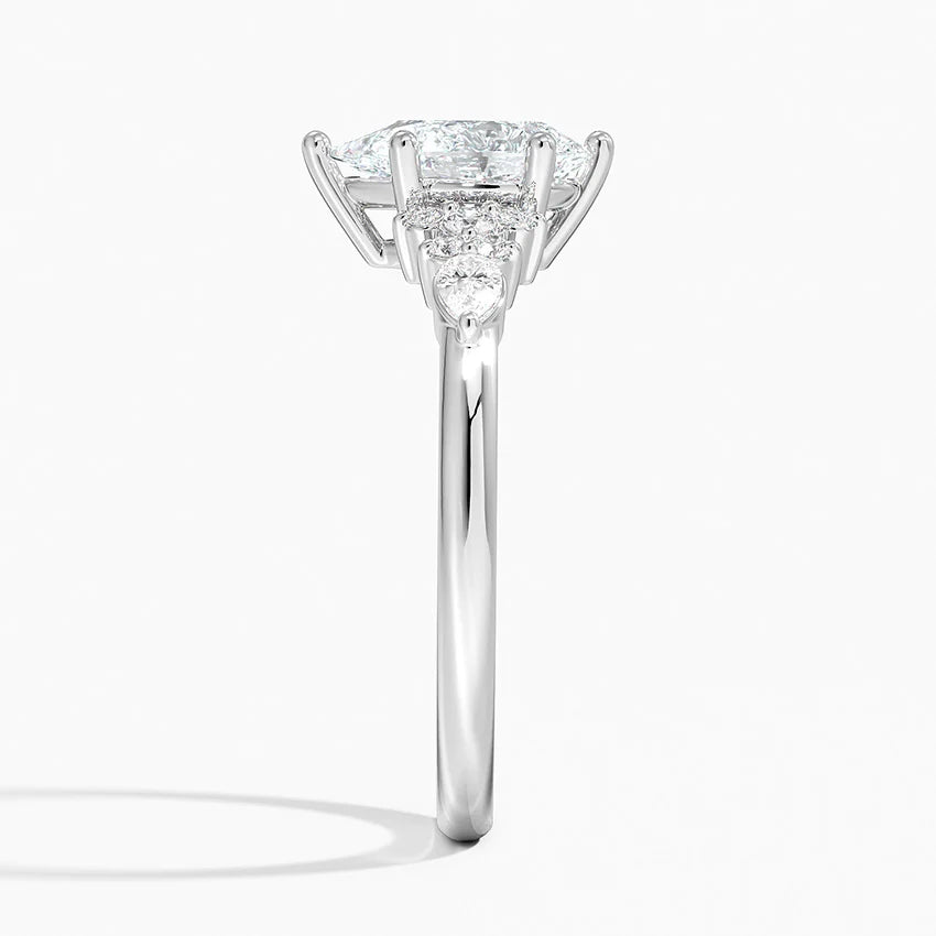 Dahlia Accents Lab Grown Diamond Engagement Ring in 18k Gold - Oval