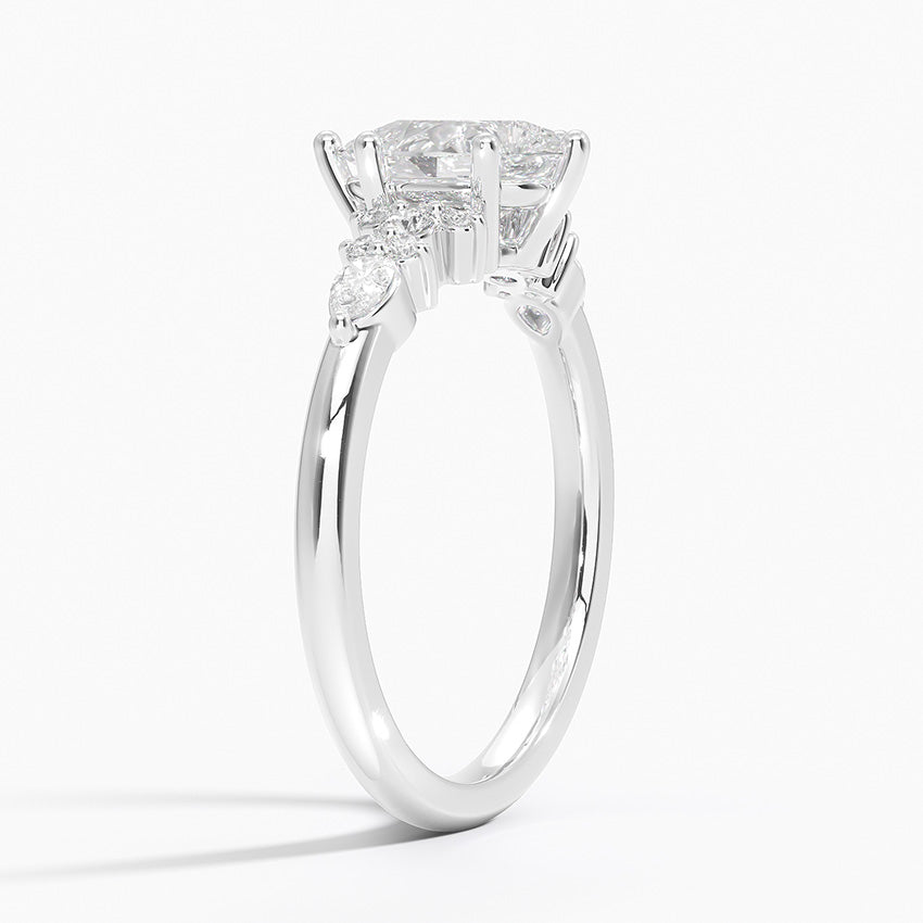 Dahlia Accents Lab Grown Diamond Engagement Ring in 18k Gold - Oval