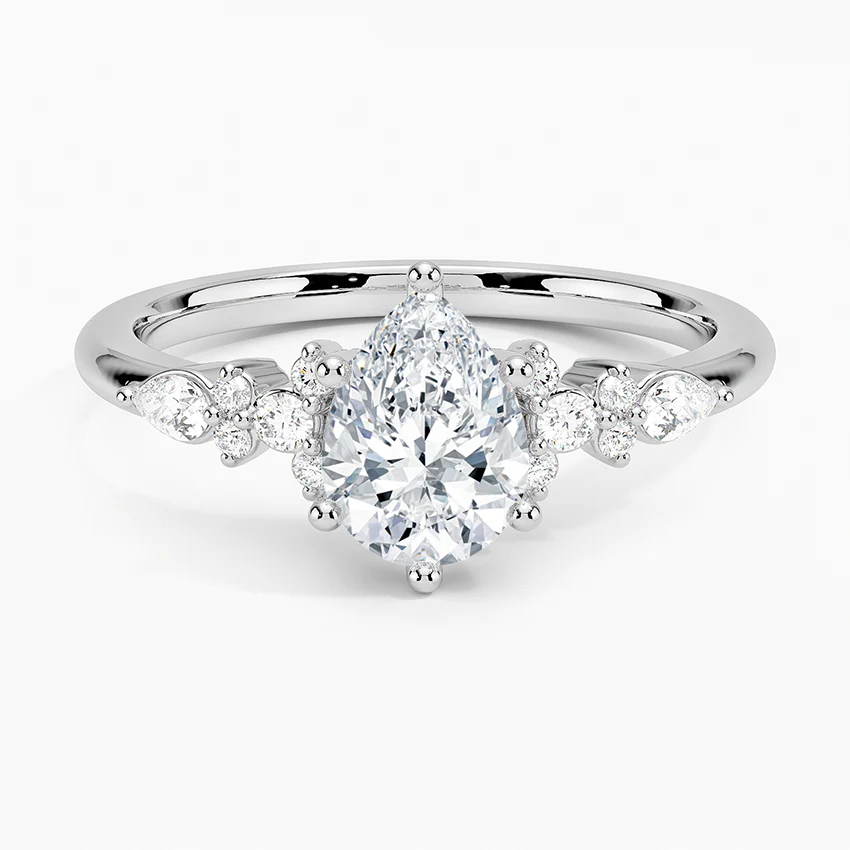 ecomposer-view with diamond shape-pear, ecomposer-size-1-ct, ecomposer-metal type-white-gold-18k