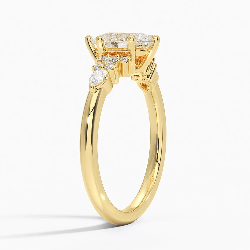 Dahlia Accents Lab Grown Diamond Engagement Ring in 18k Gold - Oval