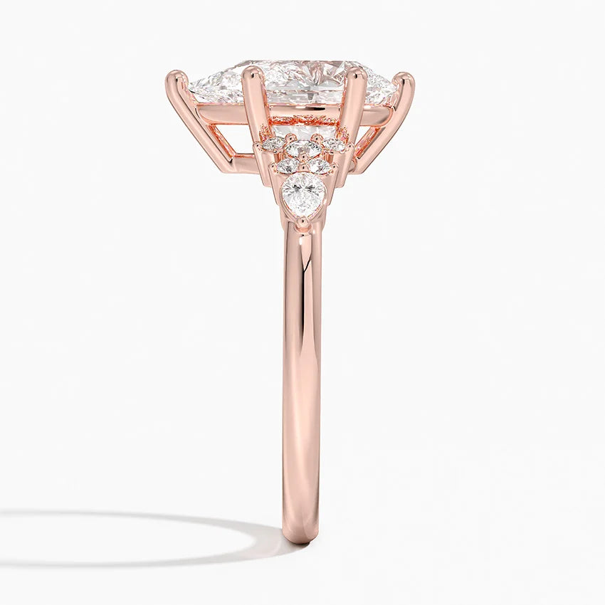 Dahlia Accents Lab Grown Diamond Engagement Ring in 18k Gold - Oval