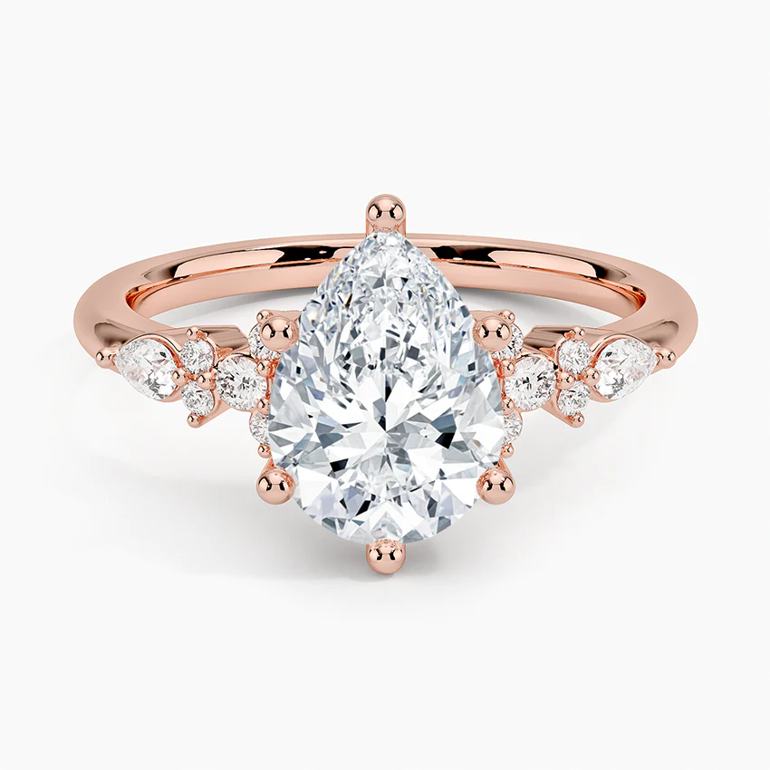 ecomposer-view with diamond shape-pear, ecomposer-size-2-ct, ecomposer-size-2.5-ct, ecomposer-size-3-ct, ecomposer-metal type-rose-gold-18k
