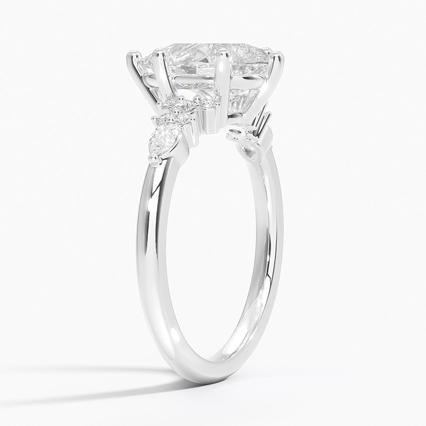 Dahlia Accents Lab Grown Diamond Engagement Ring in 18k Gold - Oval