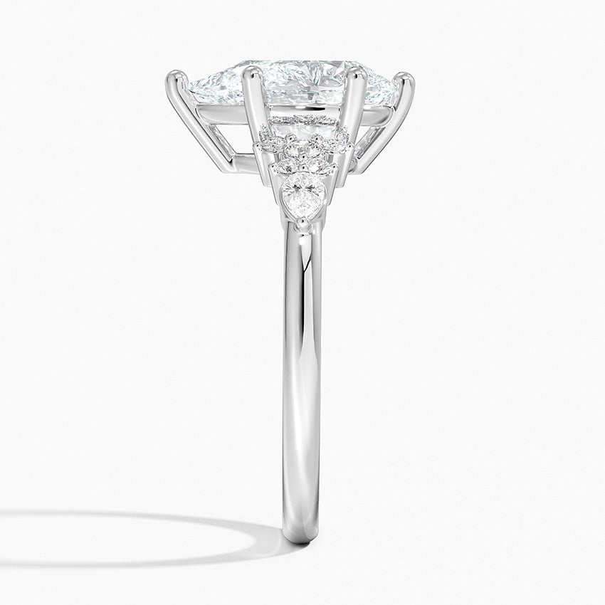 Dahlia Accents Lab Grown Diamond Engagement Ring in 18k Gold - Oval