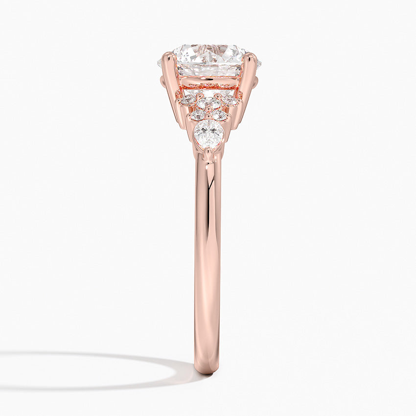 Dahlia Accents Lab Grown Diamond Engagement Ring in 18k Gold - Oval