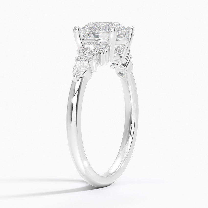 Dahlia Accents Lab Grown Diamond Engagement Ring in 18k Gold - Oval
