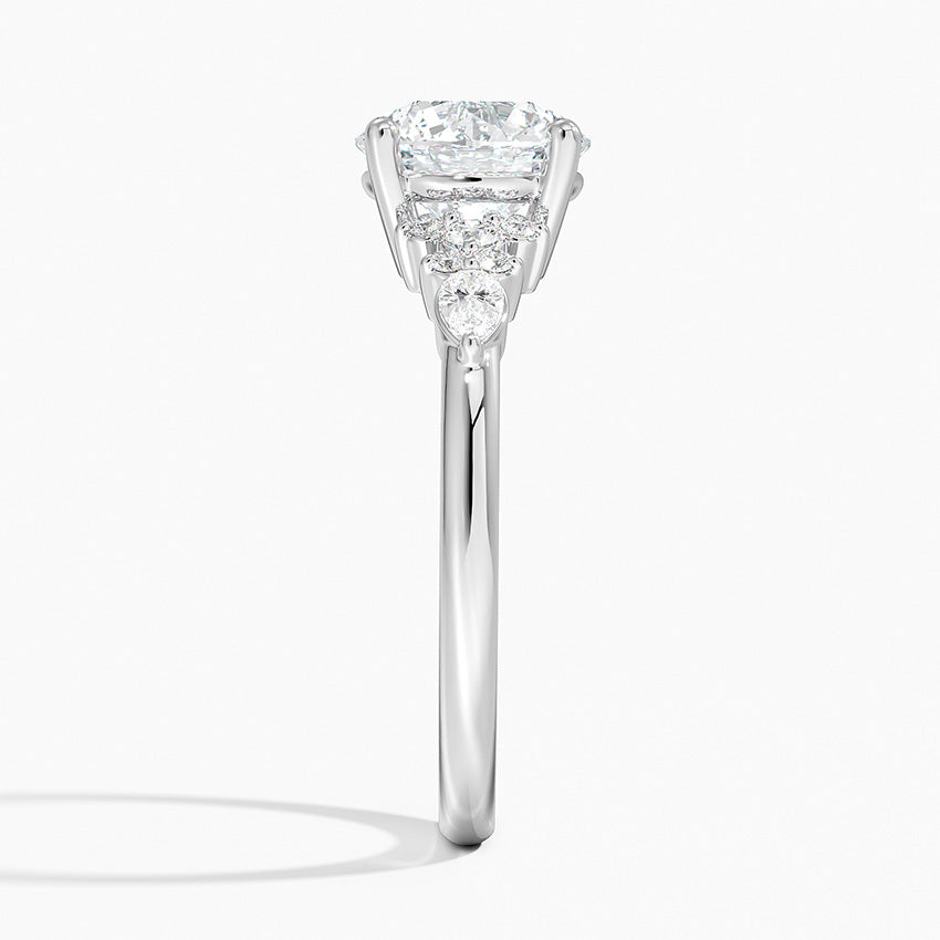Dahlia Accents Lab Grown Diamond Engagement Ring in 18k Gold - Oval