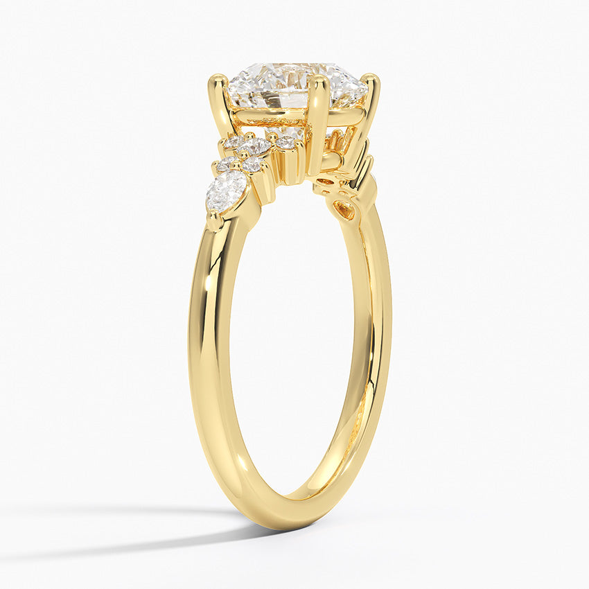 Dahlia Accents Lab Grown Diamond Engagement Ring in 18k Gold - Oval