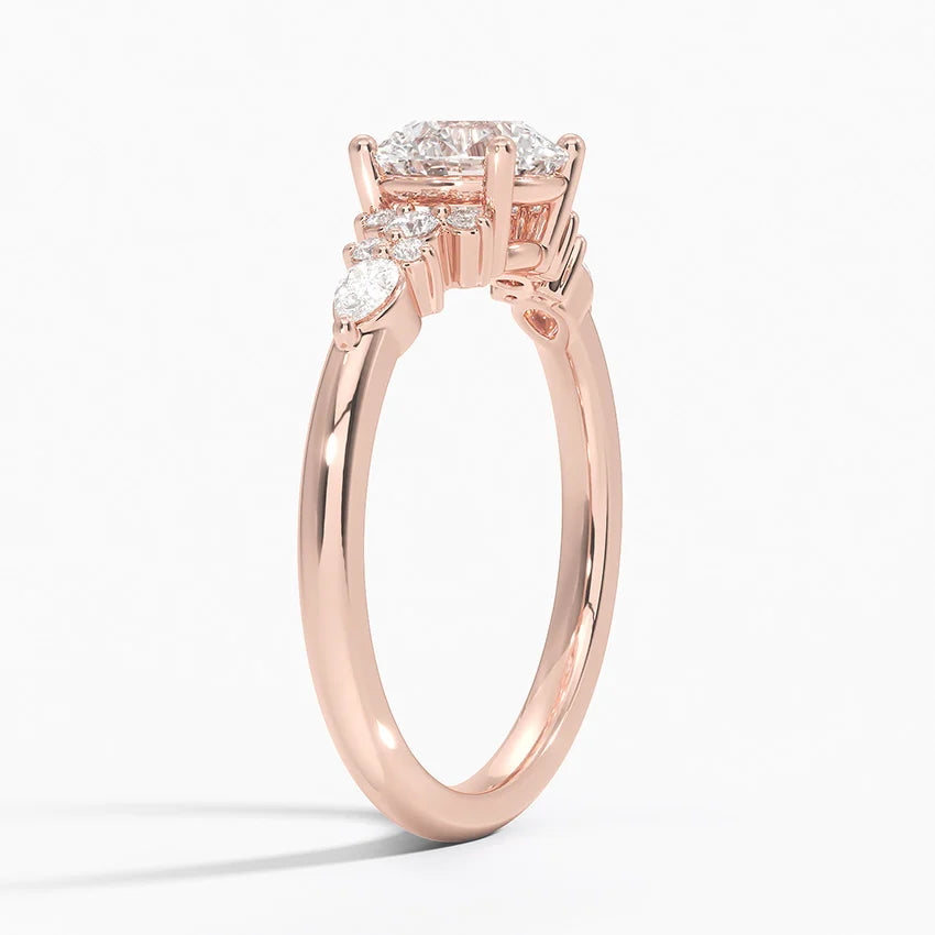 Dahlia Accents Lab Grown Diamond Engagement Ring in 18k Gold - Oval