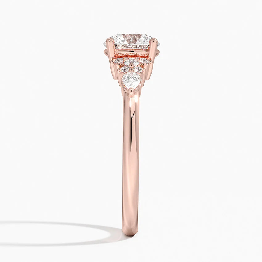 Dahlia Accents Lab Grown Diamond Engagement Ring in 18k Gold - Oval