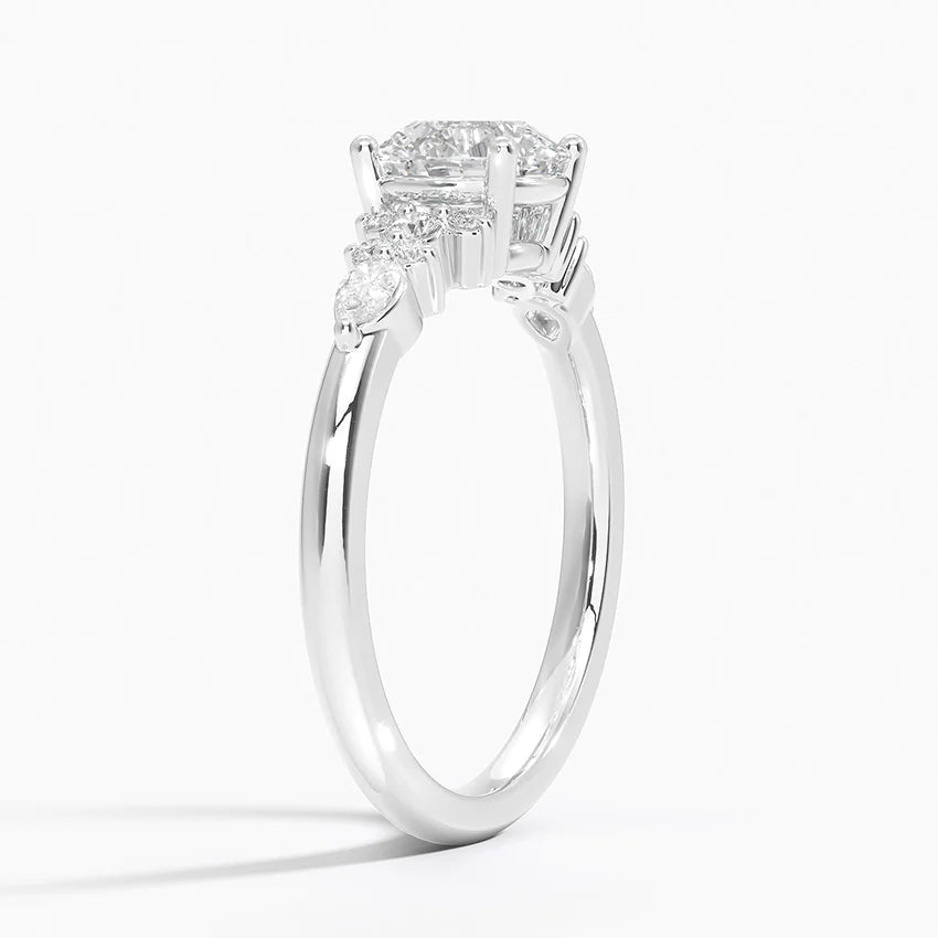 Dahlia Accents Lab Grown Diamond Engagement Ring in 18k Gold - Oval