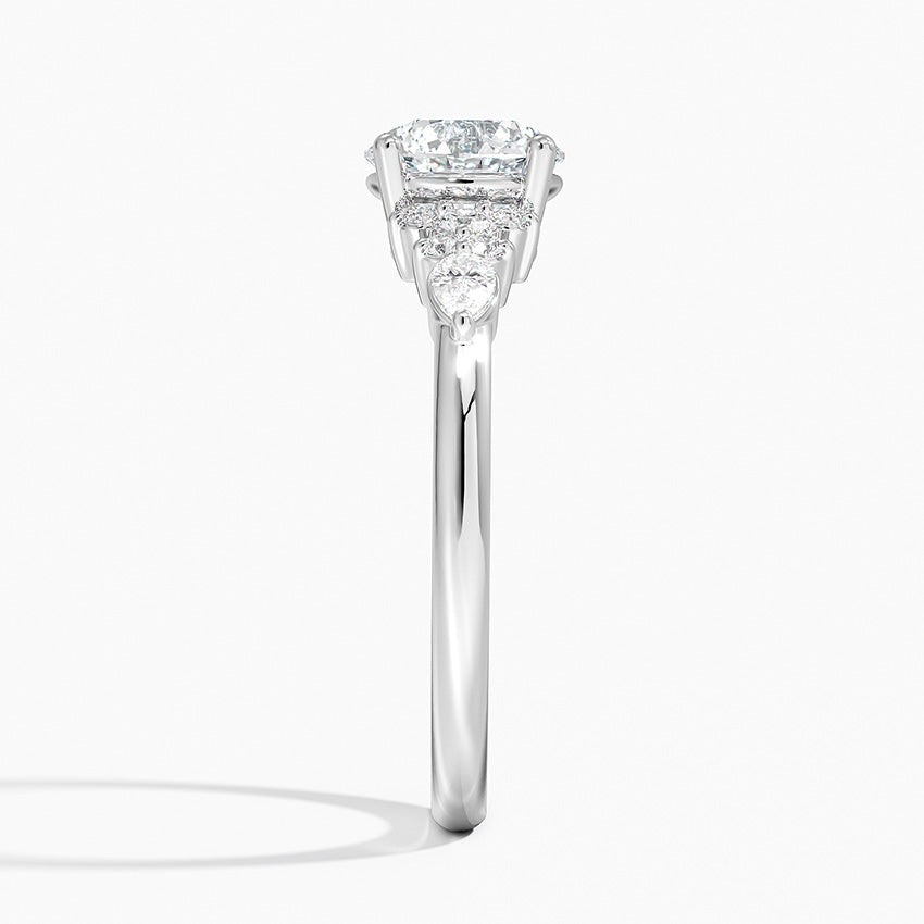 Dahlia Accents Lab Grown Diamond Engagement Ring in 18k Gold - Oval