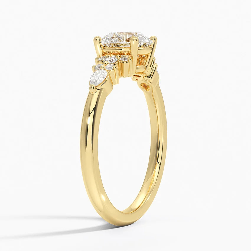 Dahlia Accents Lab Grown Diamond Engagement Ring in 18k Gold - Oval