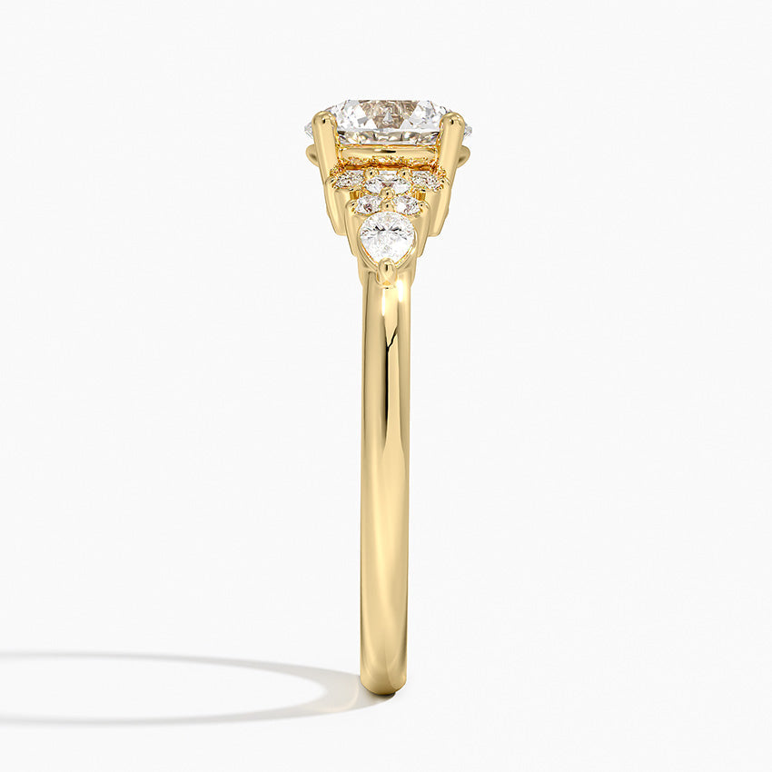 Dahlia Accents Lab Grown Diamond Engagement Ring in 18k Gold - Oval