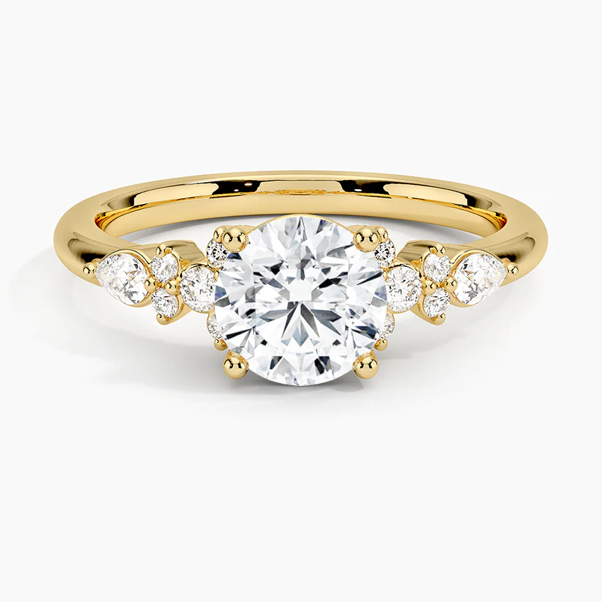 ecomposer-view with diamond shape-round, ecomposer-size-1-ct, ecomposer-metal type-yellow-gold-18k