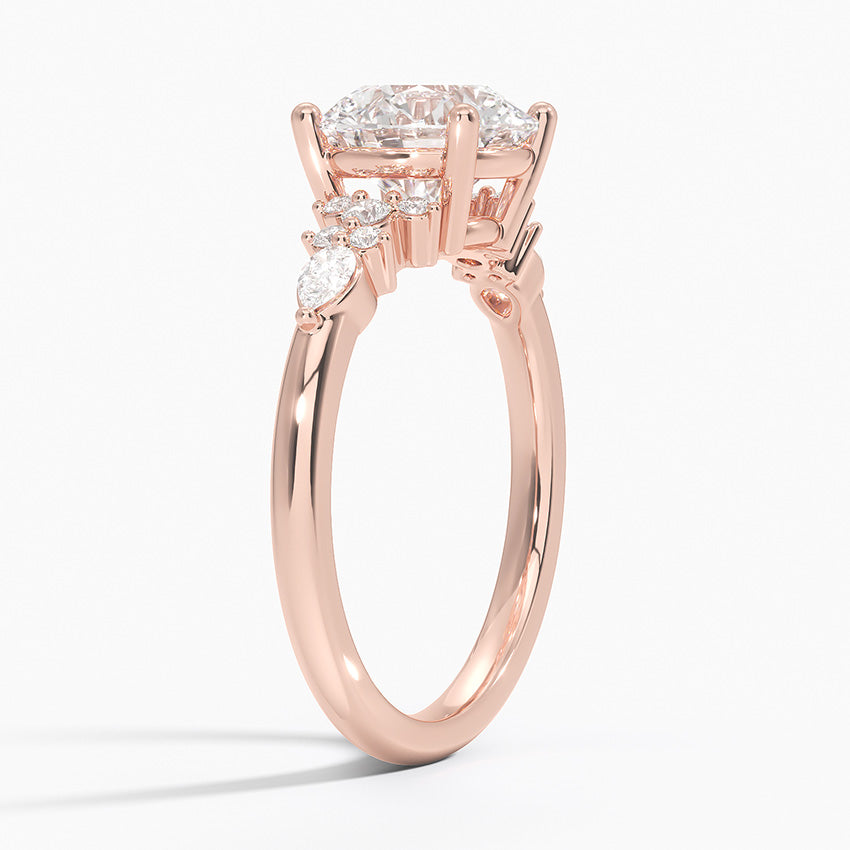 Dahlia Accents Lab Grown Diamond Engagement Ring in 18k Gold - Oval