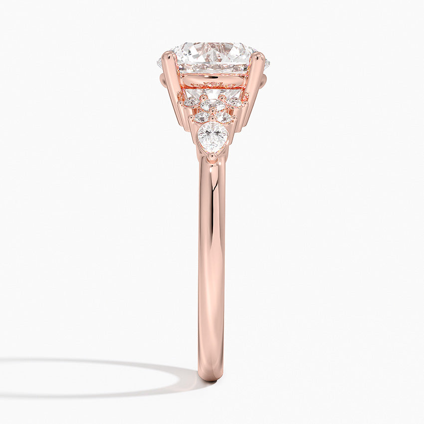 Dahlia Accents Lab Grown Diamond Engagement Ring in 18k Gold - Oval