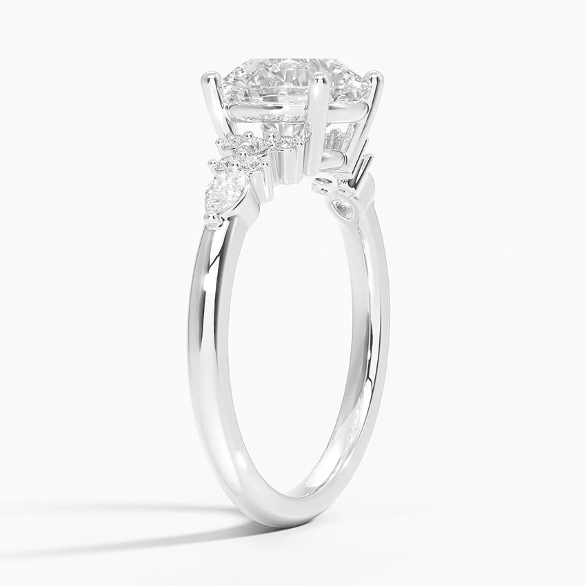 Dahlia Accents Lab Grown Diamond Engagement Ring in 18k Gold - Oval