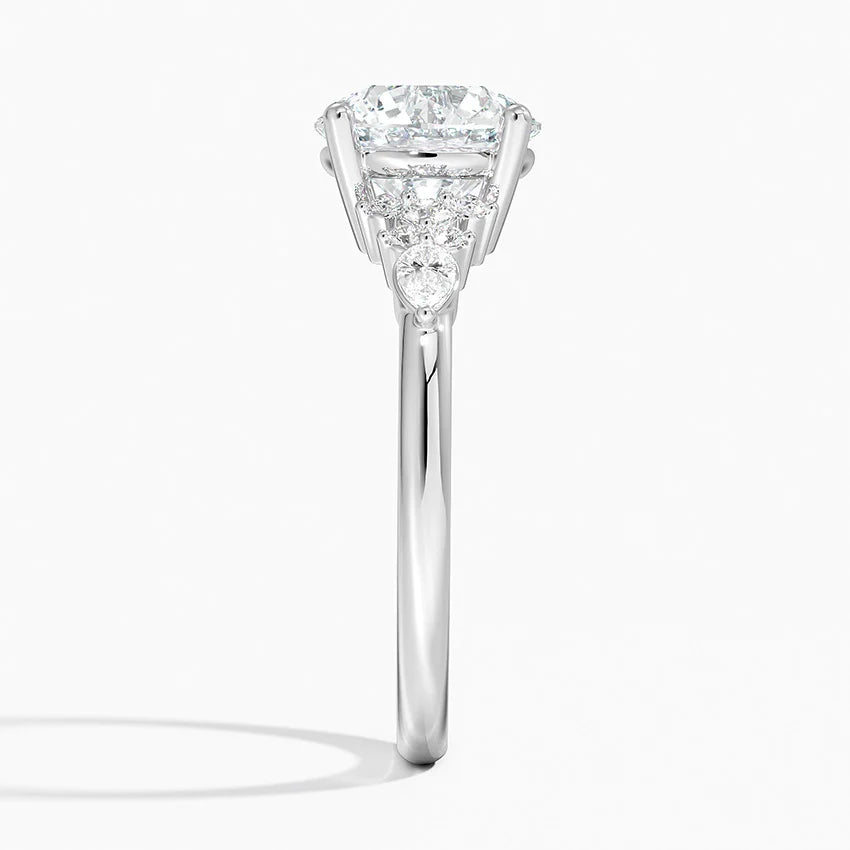 Dahlia Accents Lab Grown Diamond Engagement Ring in 18k Gold - Oval
