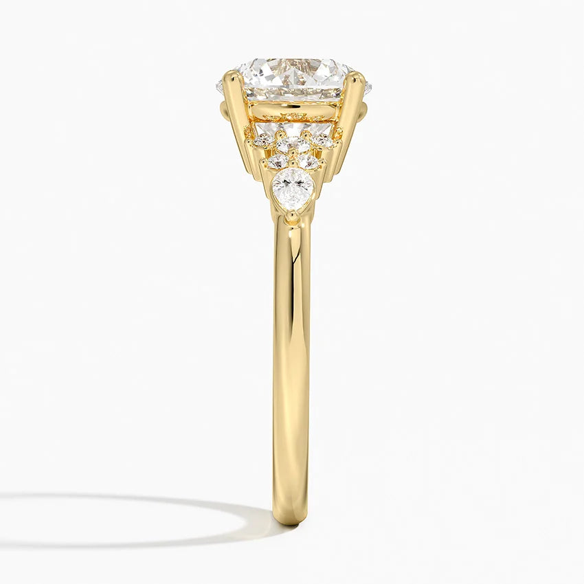 Dahlia Accents Lab Grown Diamond Engagement Ring in 18k Gold - Oval